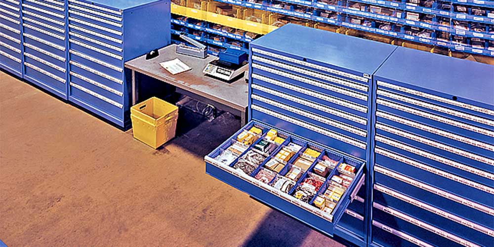 Photo of stock trays full of electrical items